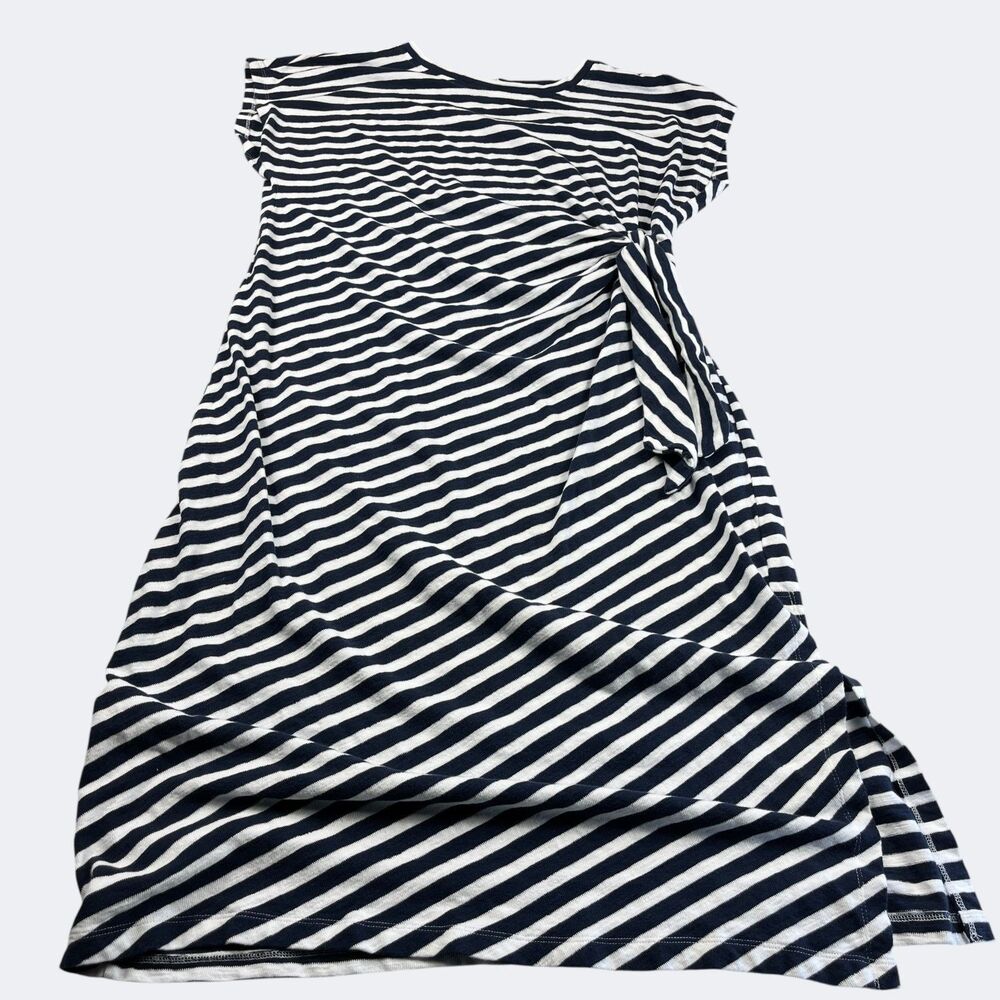 LOFT Black and White Striped Midi Dress